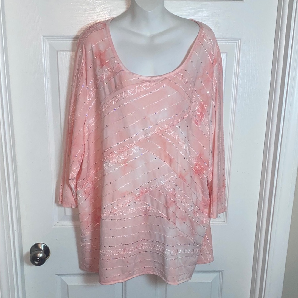 Coral Bay Sparkling Scoop Neck Blouse Plus Size 3X